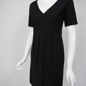 LISA PERRY Black 100% Wool Empire Waist Short sleeve dress Sz 2